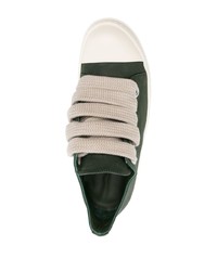 olivgrüne Leder niedrige Sneakers von Rick Owens