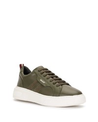 olivgrüne Leder niedrige Sneakers von Bally