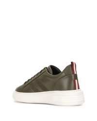 olivgrüne Leder niedrige Sneakers von Bally