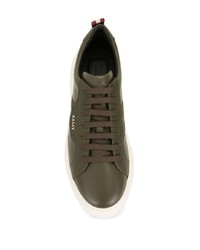 olivgrüne Leder niedrige Sneakers von Bally