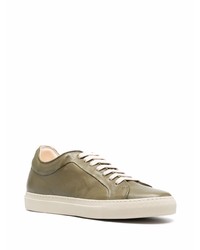 olivgrüne Leder niedrige Sneakers von Paul Smith