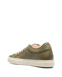 olivgrüne Leder niedrige Sneakers von Paul Smith