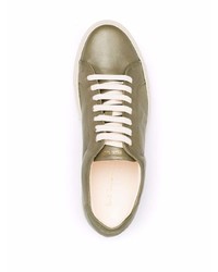 olivgrüne Leder niedrige Sneakers von Paul Smith