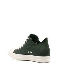 olivgrüne Leder niedrige Sneakers von Rick Owens