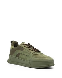 olivgrüne Leder niedrige Sneakers von DSQUARED2