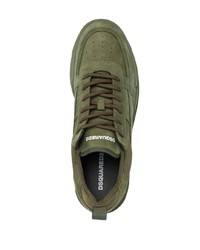 olivgrüne Leder niedrige Sneakers von DSQUARED2