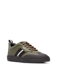 olivgrüne Leder niedrige Sneakers von Bally