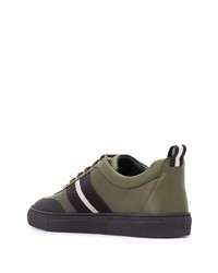 olivgrüne Leder niedrige Sneakers von Bally