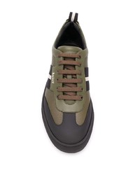 olivgrüne Leder niedrige Sneakers von Bally