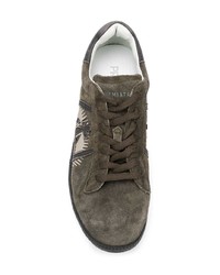 olivgrüne Leder niedrige Sneakers von White Premiata