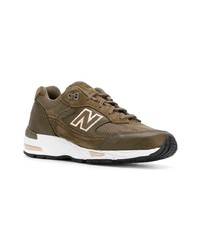 olivgrüne Leder niedrige Sneakers von New Balance