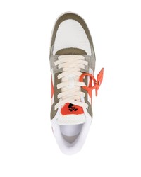 olivgrüne Leder niedrige Sneakers von Off-White