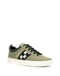 olivgrüne Leder niedrige Sneakers von Bally