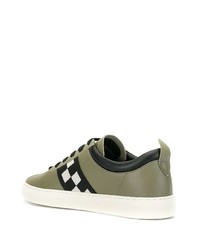 olivgrüne Leder niedrige Sneakers von Bally