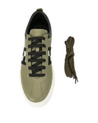 olivgrüne Leder niedrige Sneakers von Bally