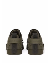 olivgrüne Leder niedrige Sneakers von Dolce & Gabbana