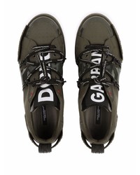 olivgrüne Leder niedrige Sneakers von Dolce & Gabbana