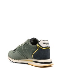 olivgrüne Leder niedrige Sneakers von Blauer