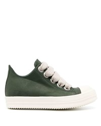 olivgrüne Leder niedrige Sneakers von Rick Owens