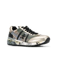 olivgrüne Leder niedrige Sneakers von White Premiata