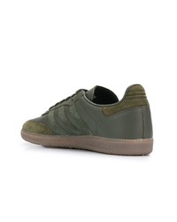 olivgrüne Leder niedrige Sneakers von adidas