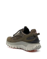 olivgrüne Leder niedrige Sneakers von Moncler