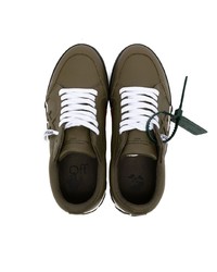 olivgrüne Leder niedrige Sneakers von Off-White