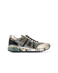 olivgrüne Leder niedrige Sneakers von White Premiata