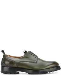 olivgrüne Leder Oxford Schuhe von Salvatore Ferragamo