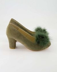 olivgrüne Leder Pumps von Terry