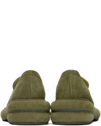 olivgrüne Leder Slipper von Eckhaus Latta