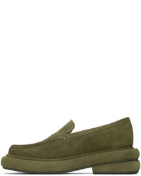 olivgrüne Leder Slipper von Eckhaus Latta