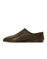 olivgrüne Leder Slipper von Maison Margiela