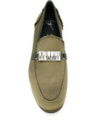 olivgrüne Leder Slipper von Giuseppe Zanotti Design