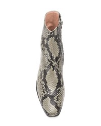 olivgrüne Leder Stiefeletten mit Schlangenmuster von Acne Studios