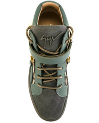 olivgrüne Leder Turnschuhe von Giuseppe Zanotti Design