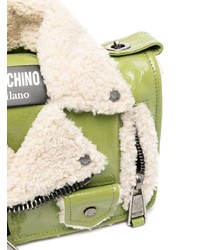 olivgrüne Leder Umhängetasche von Moschino