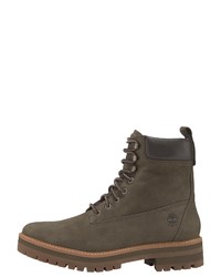 olivgrüne Lederarbeitsstiefel von Timberland