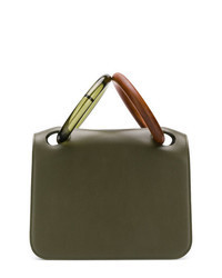 olivgrüne Lederhandtasche