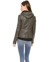 olivgrüne Lederjacke