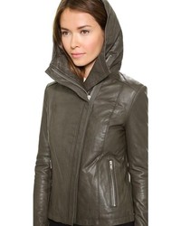 olivgrüne Lederjacke