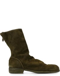 olivgrüne Lederstiefel von Guidi