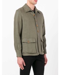 olivgrüne Leinen Shirtjacke von Lardini