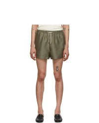 olivgrüne Leinen Shorts