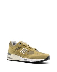 olivgrüne niedrige Sneakers von New Balance