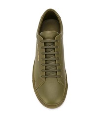 olivgrüne niedrige Sneakers von Saint Laurent