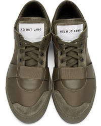 olivgrüne niedrige Sneakers von Helmut Lang