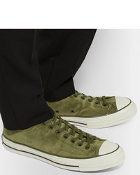 olivgrüne niedrige Sneakers von Converse