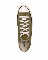 olivgrüne niedrige Sneakers von Converse