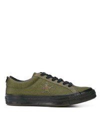 olivgrüne niedrige Sneakers von Converse